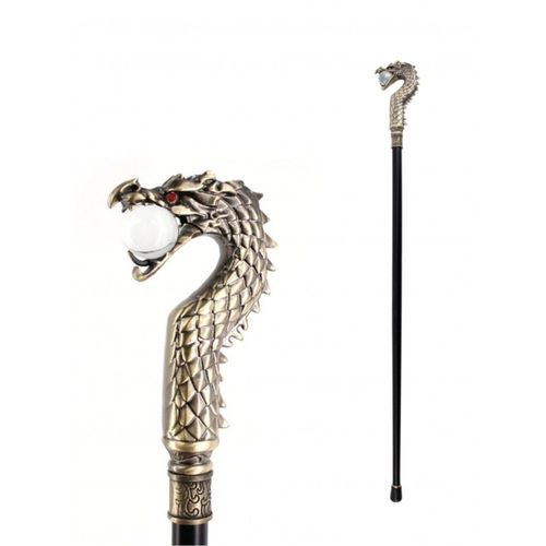 Canne Noire Avec Tête De Dragon 93cm