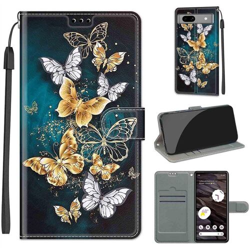 Saturcase Coque Pour Google Pixel 7a, Beau Pu Cuir Magnétique Flip Portefeuille Support Porte-Carte Dragonne Protecteur Housse Étui Pour Google Pixel 7a (Dy-18)