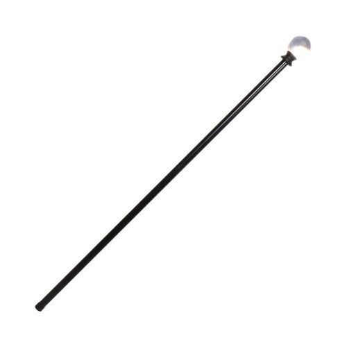 Canne Métal Pommeau Boule Cristal Résine 94cm Noir