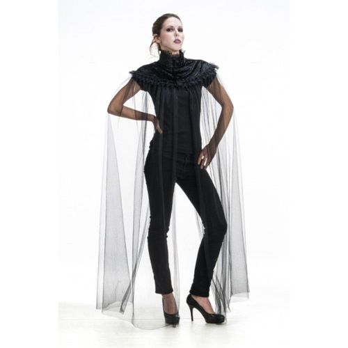 Cape Col Velours Avec Tulle Amovible 160cm Noir