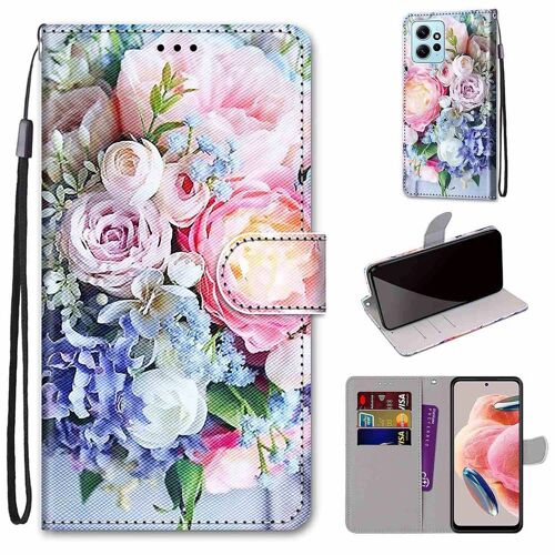 Saturcase Coque Pour Xiaomi Redmi Note 12 4g, Beau Pu Cuir Magnétique Flip Portefeuille Support Porte-Carte Dragonne Protecteur Housse Étui Pour Xiaomi Redmi Note 12 4g (Dh-7)