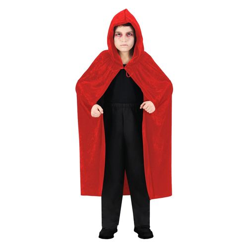 Cape Capuche Velours 120cm Rouge Enfant