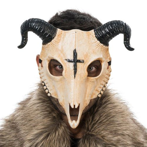 Masque Squelette Bouc Cornes Pe Beige Adulte