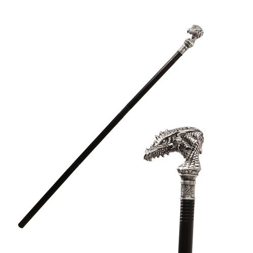 Canne Pvc Démontable Pommeau Dragon Argent 106cm