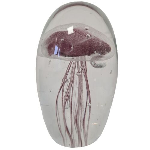 Presse Papier Méduse Aubergine En Verre 8 Cm