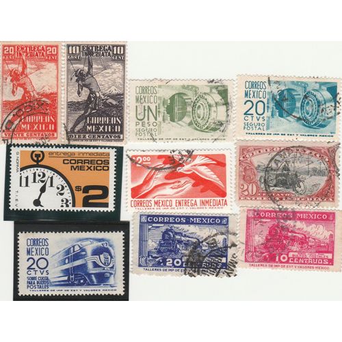 10 Timbres Du Mexique - Timbres Express Ou Colis Postaux Emis Entre 1919 Et 1976