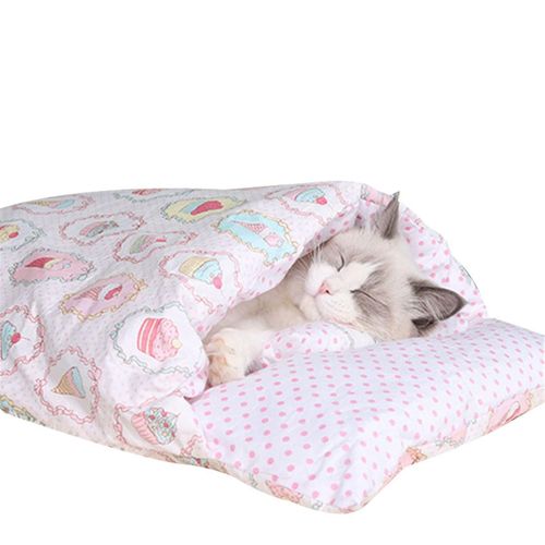 Sac De Couchage Chaud Pour Chat, Lit Amovible Pour Chat, Maison Chaude D'hiver Pour Petit Animal De Compagnie Mg