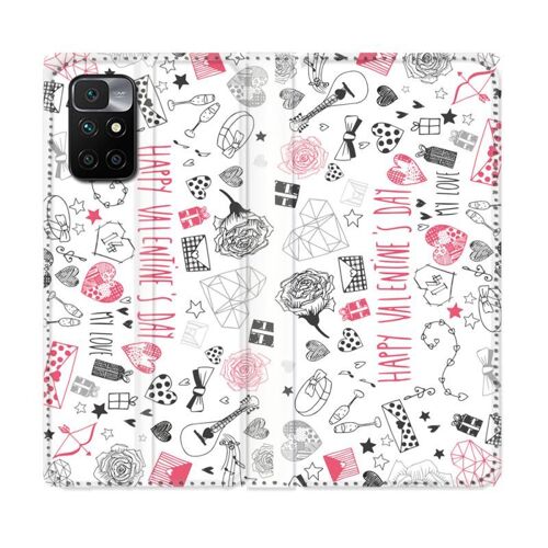 Housse Cuir Portefeuille Pour Xiaomi Redmi 10 Amour Valentines
