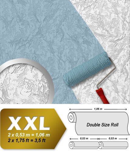 Papier peint non-tissé EDEM 80317BR60 blanc à peindre à relief aspect de crépi 1 rouleau 26,50 m 2