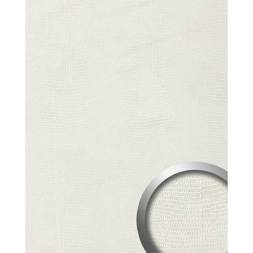 Revêtement mural aspect cuir WallFace 19775 Antigrav LEGUAN Bianco Panneau mural lisse d'aspect cuir d'iguane mate autoadhesivo blanc 2,6 m2