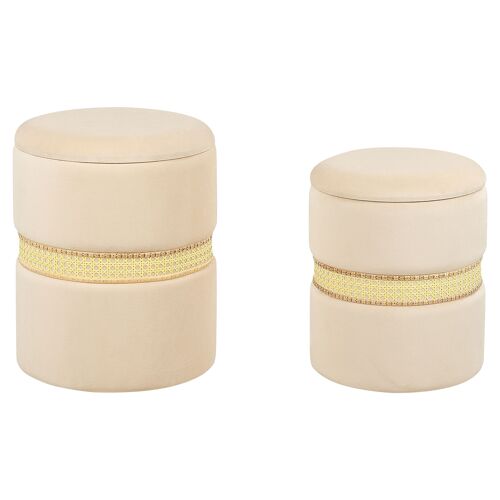 Pouf MEDFORD Set de 2 Crème Velours