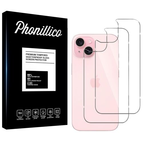 Verre Trempé Arrière Pour Iphone 15 [Pack 2] Film Vitre Protection Ecran Phonillico®