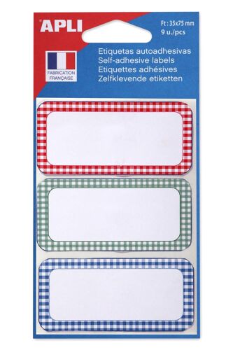 Apli - Auto-Adhésif Permanent - Bleu, Rouge, Vert - 34 X 75 Mm 9 Étiquette(S) (3 Feuille(S) X 3 Étiquettes