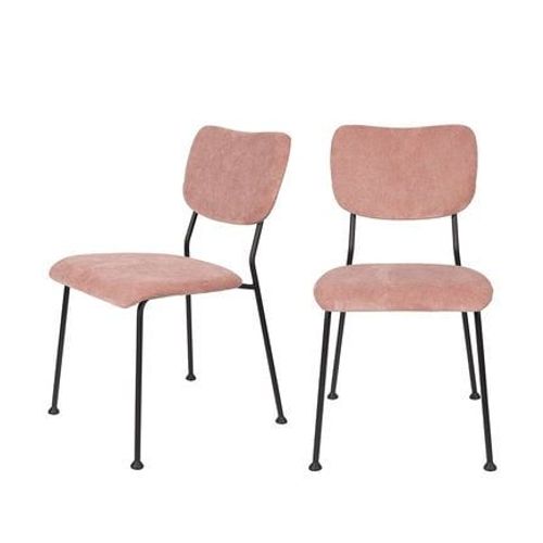 Zuiver - Benson - Lot De 2 Chaises En Velours Côtelé - Rose
