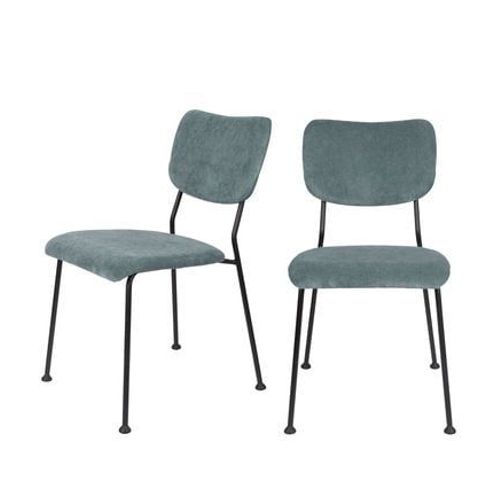 Zuiver - Benson - Lot De 2 Chaises En Velours Côtelé - Gris