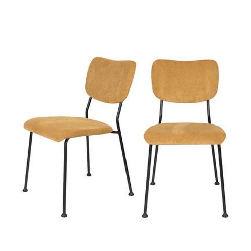 Zuiver - Benson - Lot De 2 Chaises En Velours Côtelé - Jaune