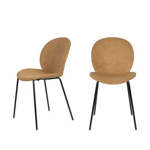 Zuiver - Bonnet - Lot De 2 Chaises En Velours Côtelé Et Métal - Rose