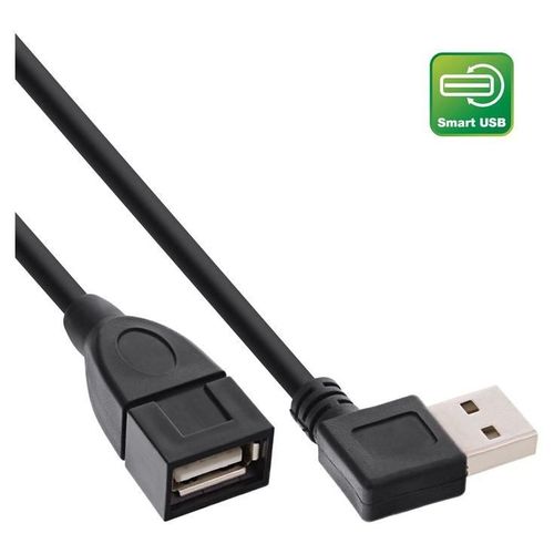 InLine Smart Cable - Rallonge de câble USB - USB (F) 90 ° en angle, réversible pour USB (M) - USB 2.0 - 20 cm - noir