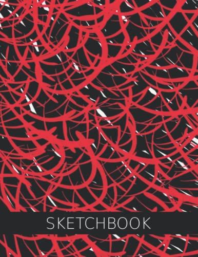 Sketchbook Red Strokes, Size 8.5 X 11, 120 Blank White Pages, With Original Art Cover By Doram
