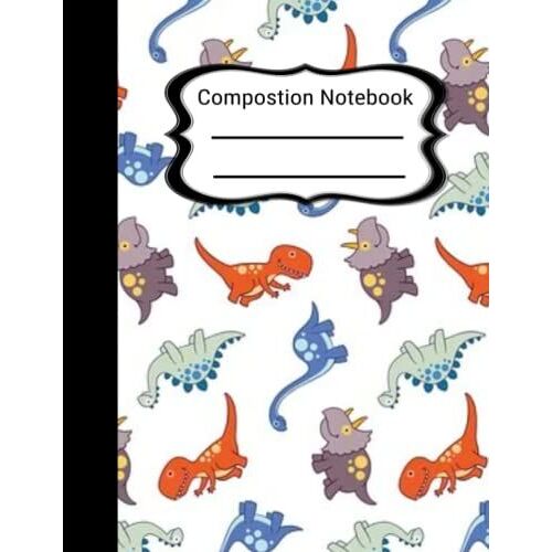 Composition Notebook: Dinosaur Print - 120 Pages, Wide Ruled, 8.5x11
