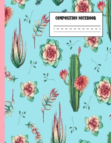 Composition Notebook: Picture Space Notebook Journal Flower Pattern Blank Lined Workbook For Kids Girls Boys For Home School For Writing Notes Cute Flower Themed Flower Lovers Gift