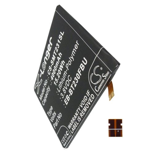 Batterie Li-Polymer 3,8v 4000mAh / 15.20Wh type EB-BT230FBE, EB-BT230FBU pour Samsung 403SC, Degas, Galaxy Tab4 7.0, Galaxy Tab4 7.0 LTE, Galaxy Tab4 7.0 TD-LTE, Galaxy Tab4 7.0 WiFi, SM-T230NT, SM-T2