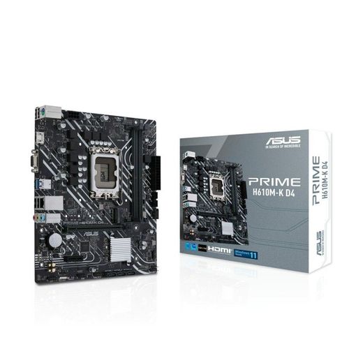 ASUS PRIME H610M-K D4 - Carte-mère - micro ATX - Socket LGA1700 - H610 Chipset - USB 3.2 Gen 2, USB 3.2 Gen 1 - Gigabit LAN - carte graphique embarquée (unité centrale requise) - audio HD (8...