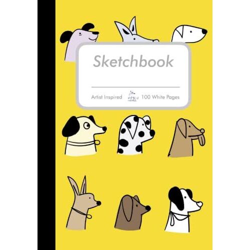 Sketchbook Yellow Puppies Edition: Create Your Own Awesome Drawings. (100 White Pages) 7 X 10" Custom Artist Theme Inspired Paper.
