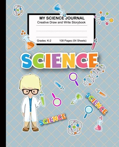 Science Primary Story Journal Creative Draw And Write Storybook - Design: Blonde Scientist On Grid Cover: Grades K-2, Divided Page With Title, & ... Elementary Students, 108 Pages, 7.5x9.25