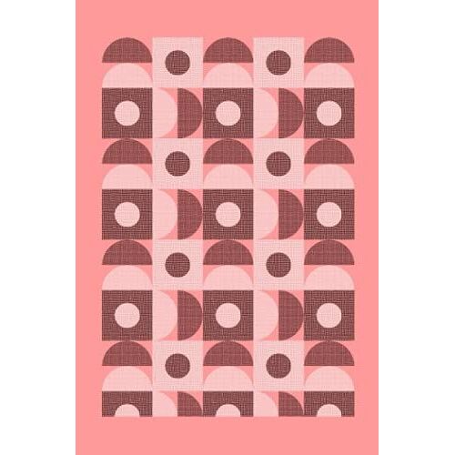 Textured Mid-Century Circles No.12 Blank Notebook: Pink Retro Geometric Notebook Journal With 120 Plain Blank Pages 6x9