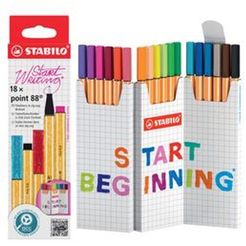 Stylo-Feutre Stabilo Point 88 - 18 Couleurs - Pointe Fine - Etui Zig-Zag