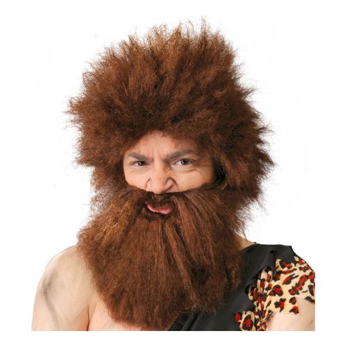Perruque Et Barbe Des Cavernes Marron (Taille Unique)