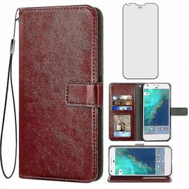 Housse De Protection En Cuir Style Livre Combinant Cuir Souple, Protégez Votre Smartphone De Manière Élégante, Pour Google Pixel 1 Marron