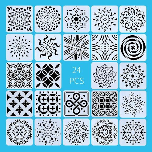 Pochoirs Mandala Pour Animaux De Compagnie, 24 Pièces, Pour Enfants Et Adultes, Modèles De Peinture Auxiliaires, Ensemble De Modèles De Graffiti Pour Bricolage, Anti-Rayures, 2022