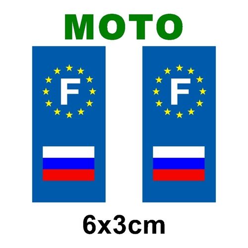 Motocollant Plaque Immatriculation Moto Drapeau Russie