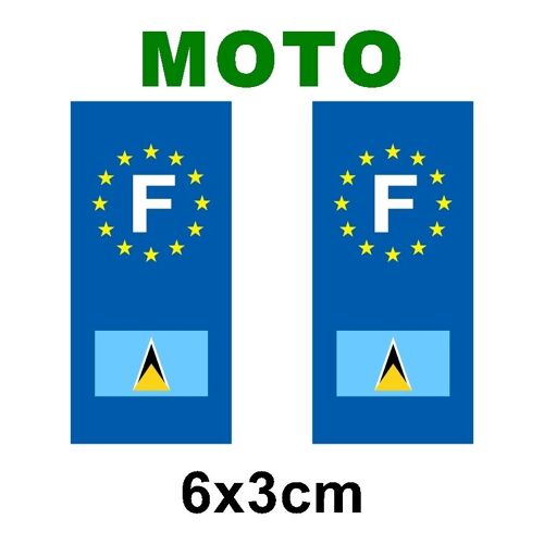 Motocollant Plaque Immatriculation Moto Drapeau Sainte Lucie