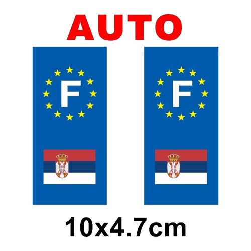 Autocollant Plaque Immatriculation Auto Drapeau Serbie