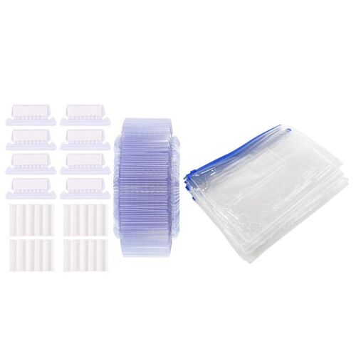 Sacs À Fermeture Éclair Bleus A5, 12 Pièces, Sac De Rangement Transparent Pour Documents Et 120 Ensembles, Onglets De Dossier Suspendus De 2 Pouces 9109-May14a26087