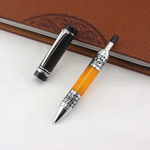 Stylo À Bille À Roulettes De Luxe, Stylo À Bille, Fleur En Argent Ambre, Papeterie, Stylo À Bille Pour Écriture, Stylo À Gel