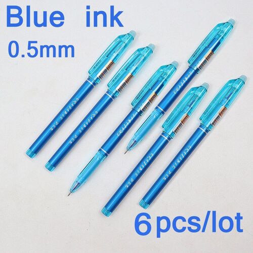 Stylo À Gel Effaçable De Haute Qualité, 6 Pièces/Lot, Encre Noire Et Bleue De 0.5mm, Style Simple, Papeterie Scolaire Et De Bureau