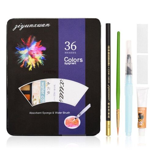 Kit De Peinture À L'aquarelle Multi-En 1, 36 Couleurs, Fournitures D'art Pour Artistes