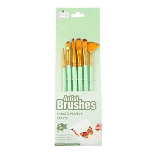 Ensemble De Pinceaux De Peinture D'artiste, Têtes Flexibles Pour Peinture Sur Roche, Cadeau Pour Enfants Et Adultes, 6 Kits