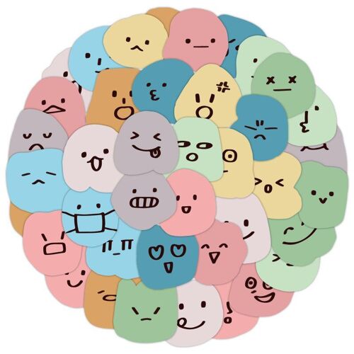 Autocollants Visage Souriant Irrégulier, Étiquette D'expression Polyvalente, Moche Et Mignonne, Pour Étui De Téléphone Portable, Ipad, Papeterie De Décoration Pour Enfants