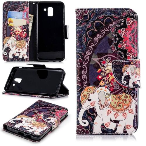 Samsung Galaxy J6 2018 Coque, Saturcase Motif Unique Pu Cuir Magnétique Flip Portefeuille Support Porte-Carte Protecteur Cover Case Coque Housse Étui Pour Samsung Galaxy J6 2018 (Bw-7)
