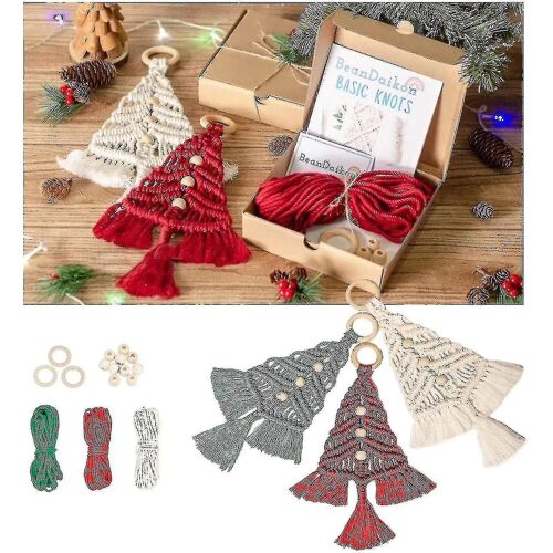 Arbre De Noël Macramé Kit De Bricolage, Bricolage À La Main Macramé Tissé Kits De Suspension Murale D'arbre De Noël Boho Decor