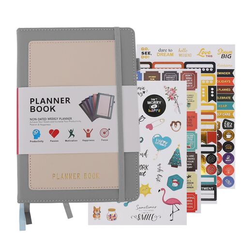 Journal Notebook A5 Collège Ruled Journaux Notebook Pu Cuir Planificateur Journal Notepad Pour Agenda Business Gris