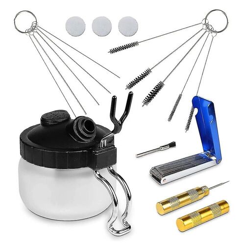 Airbrush 13 pièces Airbrush Kit de nettoyage - Airbrush Clean Pot Nettoyage de verre avec support, mini brosse