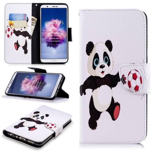 Huawei P Smart Coque, Saturcase Motif Unique Pu Cuir Magnétique Flip Portefeuille Support Porte-Carte Protecteur Cover Case Coque Housse Étui Pour Huawei P Smart (Bw-2)