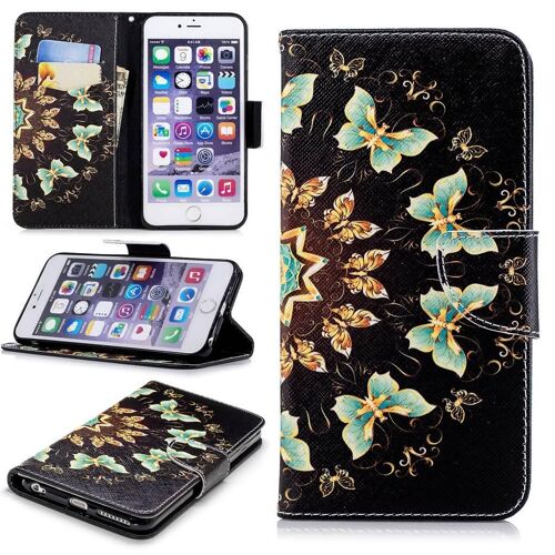 Apple Iphone 6 Plus / 6s Plus Coque, Saturcase Motif Unique Pu Cuir Magnétique Flip Portefeuille Support Porte-Carte Protecteur Cover Case Coque Housse Étui Pour Apple Iphone 6 Plus / 6s Plus 5.5" (Bw-1)