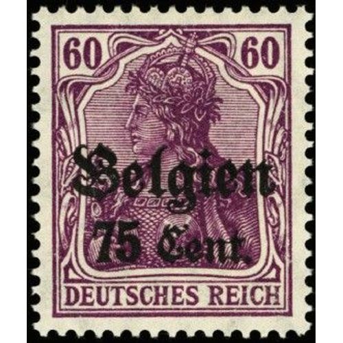 Belgique, Occupation Allemande 1916 / 18, Tres Beau Timbre Neuf** Luxe Yvert 21, Type Germania 60c. Lilas Surcharge "Belgien 75 Cent.